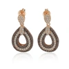 Suzy Levian Pave Cz Teardrop Shape Drop Earrings In Brown