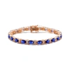 GENEVIVE GENEVIVE Sterling Silver Rose Gold Plated Sapphire Cubic Zirconia Tennis Bracelet