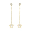 Ballstudz 14k Gold Flower Linear Drop Earrings In Silver