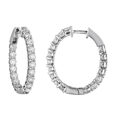 Vir Jewels 4 Cttw Diamond Inside Out Hoop Earrings 14k White Gold Round Prong Set 1.25 Inch In Grey