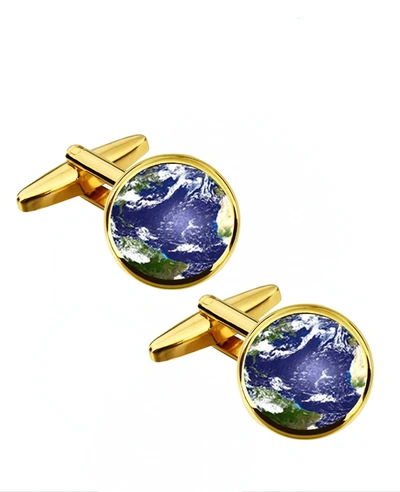 Stephen Oliver 18k Gold Blue Map Cufflinks In Multi