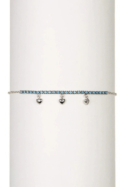 Adornia Turquoise Hanging Hearts Bracelet Silver In White