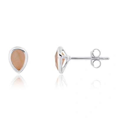 Nicole Miller Sterling Silver Pear Cut 6mm Gemstone Bezel Set Stud Earrings With Push Backs