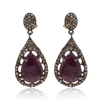 BAVNA Bavna Sterling Silver, Ruby 10.27ct. tw. and Diamond 0.65ct. tw. Drop Earrings