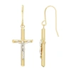 BALLSTUDZ 14K GOLD CROSS DROP EARRINGS