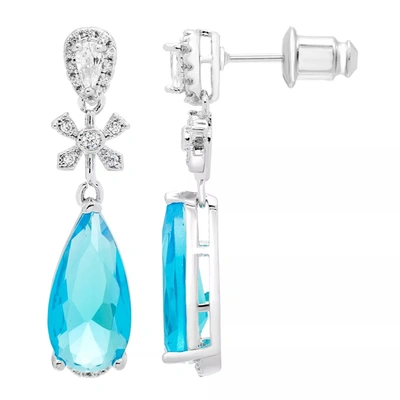 Ballstudz Silver Tone Blue Topaz Accent Earrings