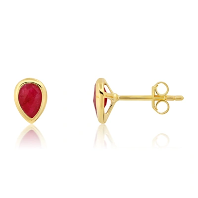 Nicole Miller 14k Yellow Gold Plated Pear Cut 6mm Gemstone Bezel Set Stud Earrings With Push Backs In White