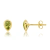 NICOLE MILLER 14K YELLOW GOLD PLATED PEAR CUT 6MM GEMSTONE BEZEL SET STUD EARRINGS WITH PUSH BACKS