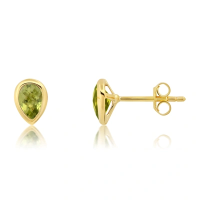 Nicole Miller 14k Yellow Gold Plated Pear Cut 6mm Gemstone Bezel Set Stud Earrings With Push Backs