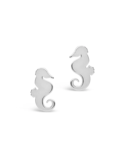 Sterling Forever Seahorse Studs In White