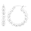 BALLSTUDZ STERLING SILVER MULTI BEAD HOOP EARRINGS