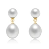 Genevive Sterling Silver Gold Plated White Pearl Drop Earrings In White