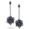 Suzy Levian Sterling Silver Pink Sapphire And Diamond Accent Flower Earrings In Gray