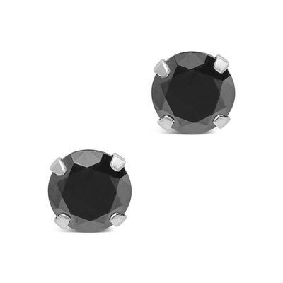 Sterling Forever Sterling Silver 7mm Rainbow Cz Studs In Black