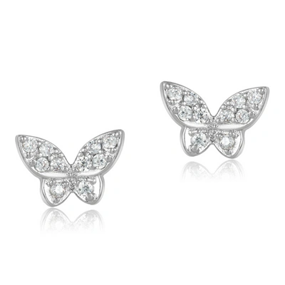 Adornia Rhodium Plated Butterfly Earrings In Silver