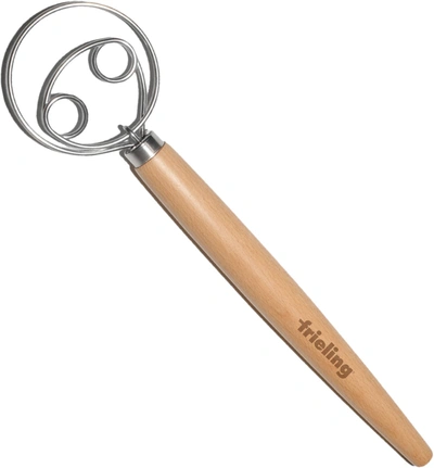 FRIELING WOOD AND STAINLESS BATTER AND DOUGH WHISK FOR MIXING BREAD DOUGH, 13-INCH, NATURAL