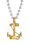 STEPHEN OLIVER 18K GOLD & SILVER TWO TONE ANCHOR NECKLACE