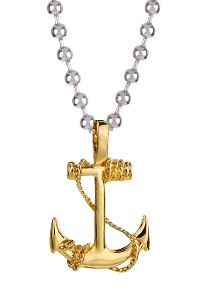 Stephen Oliver 18k Gold & Silver Two Tone Anchor Necklace