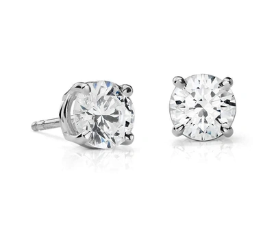 Suzy Levian 14k White Gold Classic Four-prong 1/4cttw Diamond Stud Earrings