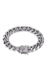 Stephen Oliver Silver Link & Cz Clasp Bracelet In Silver