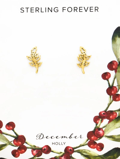 Sterling Forever Birth Flower Stud Earrings In Gold