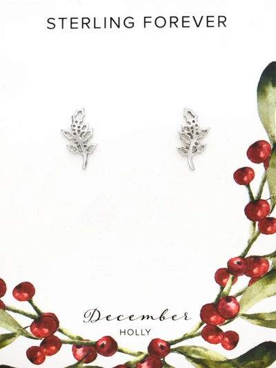 Sterling Forever Birth Flower Stud Earrings In Silver
