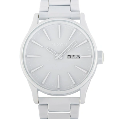 Nixon Sentry Ss 42 Mm All White Stainless Steel Watch A356 126 In Silver