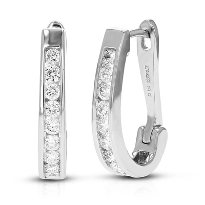 Vir Jewels 3/4 Cttw Round Lab Grown Diamond Hoop Earrings .925 Sterling Silver Channel Set 3/4 Inch
