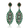 BAVNA Bavna Sterling Silver, Emerald 12.62ct. tw. And Champagne Diamond 1.72ct. tw. Drop Earrings