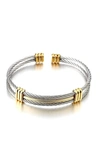 STEPHEN OLIVER 18K GOLD & SILVER TWO TONE CABLE CUFF BANGLE