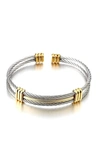 Stephen Oliver 18k Gold & Silver Two Tone Cable Cuff Bangle In Gold