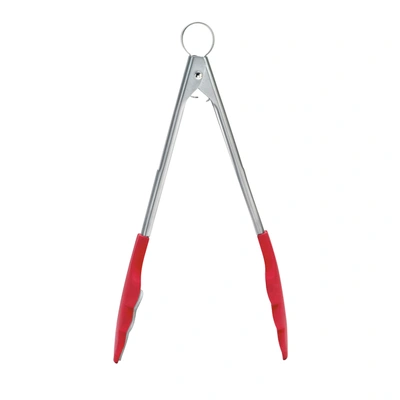 CUISIPRO 9.5 INCH TONGS WITH TEETH, RED