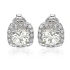 Suzy Levian White Cubic Zirconia Sterling Silver Princess Diana Stud Earrings