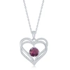 Simona Sterling Silver Cz Heart Pendant Necklace In Purple