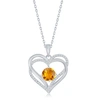 SIMONA STERLING SILVER DOUBLE HEART CZ PENDANT W/CHAIN