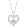 Simona Sterling Silver Double Heart Cz Pendant W/chain In Silver