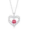 Simona Sterling Silver Cz Heart Pendant Necklace In Pink
