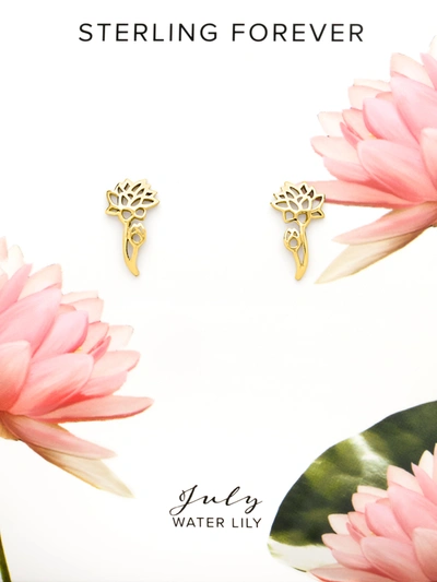 Sterling Forever Birth Flower Stud Earrings In Gold