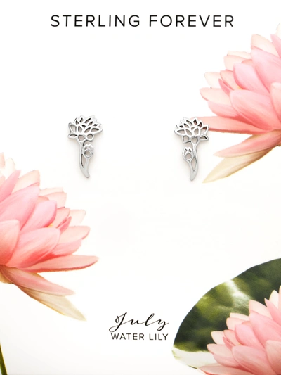 Sterling Forever Birth Flower Stud Earrings In Silver