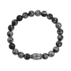 Stephen Oliver Snowflake Jasper & Carved Buddha Silver Bracelet In Black