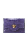 VERSACE Versace La Medusa Croc-Embossed Leather Card Holder