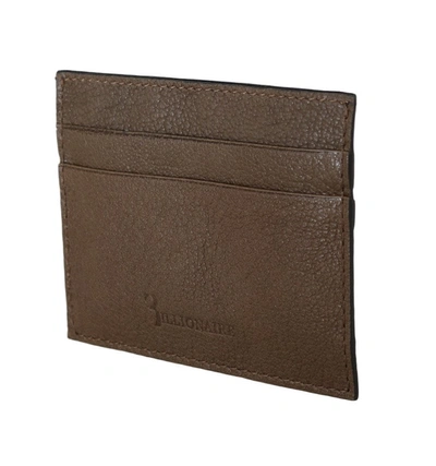 Billionaire Italian Couture Leather Cardholder Men's Wallet In Brown