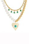 Eye Candy La Luxe Collection Shell Pearl Cz Eye Heart Necklace In White
