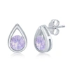 Simona Sterling Silver Pearshaped Earrings W/round 'october Birthstone' Gemstone Studs - Pink Amethyst In Pink