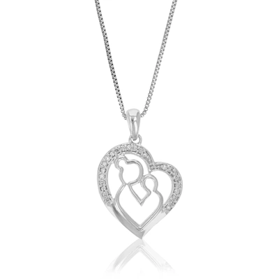 Vir Jewels 1/12 Cttw Lab Grown Diamond Pendant Heart And Mom Necklace .925 Sterling Silver 2/3 Inch With 18 Inc
