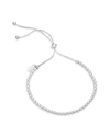 Sterling Forever Rhodium Plated Plated Beaded Slider Bracelet In Silver