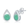 Simona Sterling Silver Pearshaped Earrings W/round 'may Birthstone' Gemstone Studs - Emerald In Green
