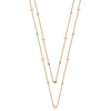 Suzy Levian Rosed Sterling Silver White Sapphire And Pearl By-the-yard 46" Station Necklace In Pink