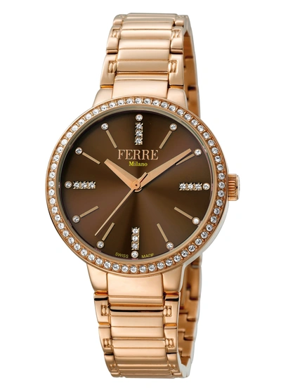 Ferre Milano Brown Dial Ladies Watch Fm1l084m0091 In Brown / Gold Tone / Rose / Rose Gold Tone