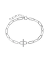 Sterling Forever Sterling Silver Pavé Bar Paperclip Link Bracelet In Silver